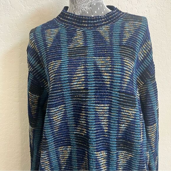 Pronto Uomo Vintage Acrylic Pullover Sweater Blue Men’s Size Large - Picture 3 of 7